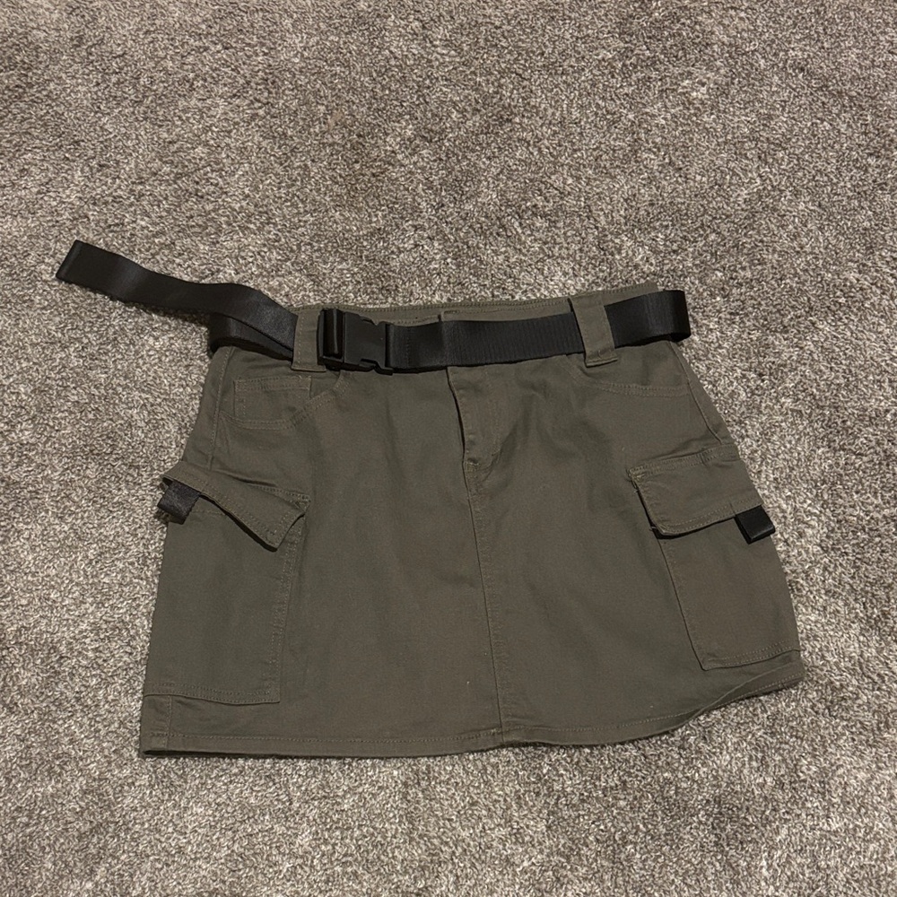 Almost Famous Olive High Low Skirt